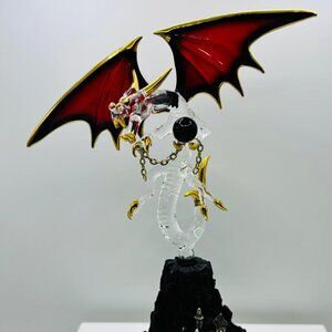 Black Magic Dragon Figurine Red Wing Glass Dragon Gothic Fantasy Castle Decor